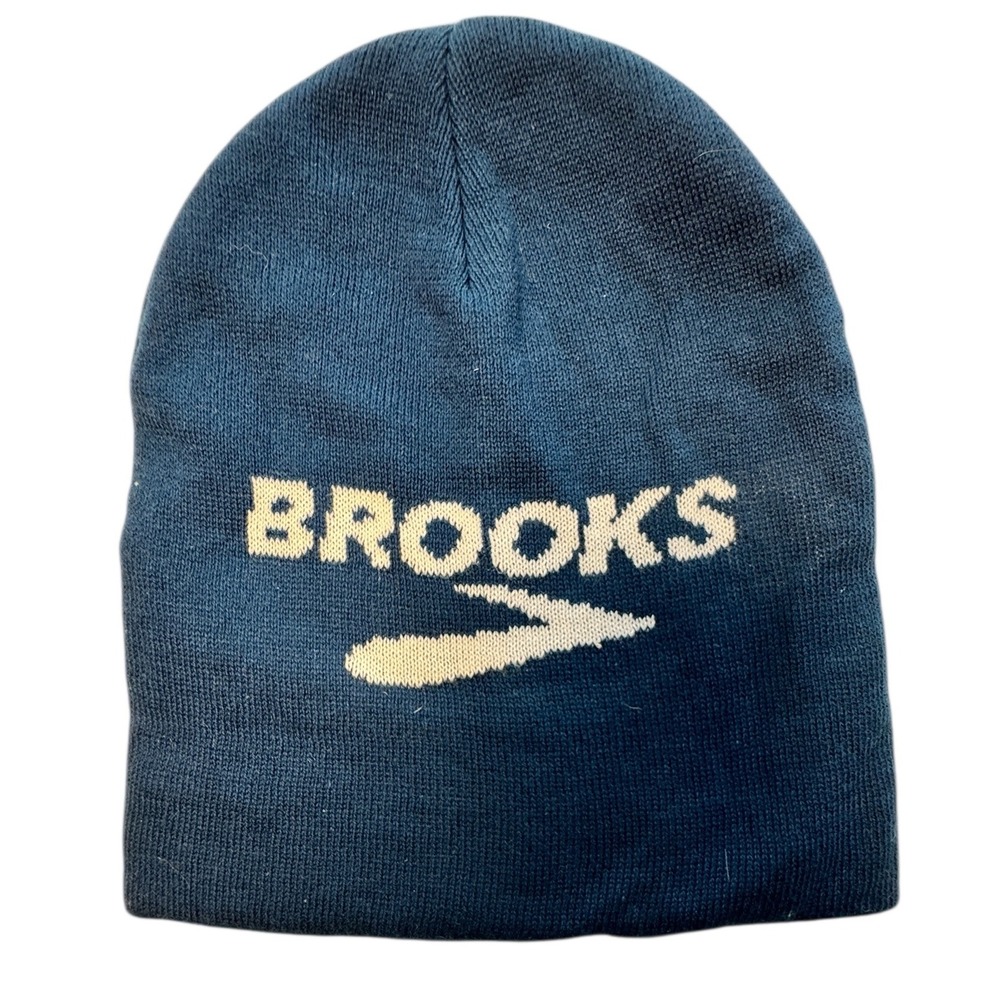 Brooks Knit Beanie Hat Winter Running One Size Teal Blue Acrylic Cotton Blend
